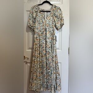 NWT August Sky Faux Wrap Floral Print Women's Dress